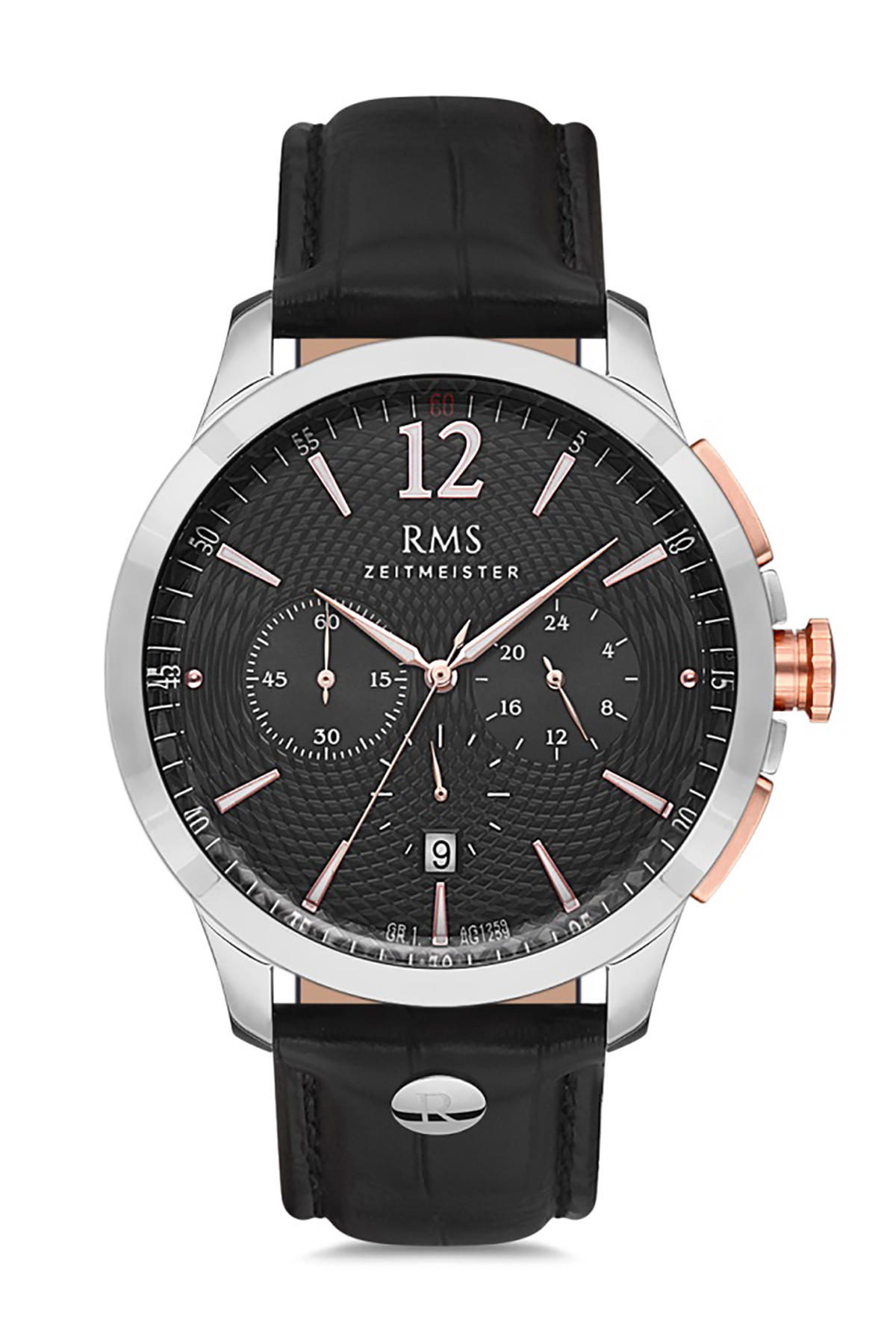 Grand Romanson GR.1.AG1259.02 Takvimli 43 mm Siyah Deri Kordon Analog Erkek Kol Saati