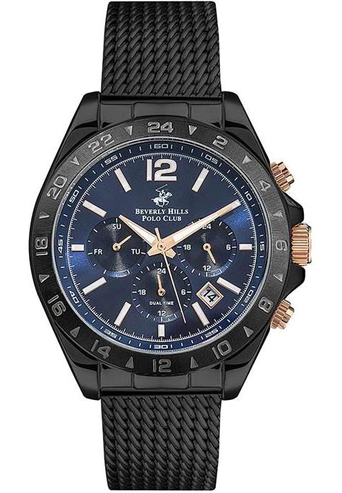 Beverly Hills Polo Club BP3128X690 Takvimli 42 mm Siyah Çelik Kordon Analog Erkek Kol Saati