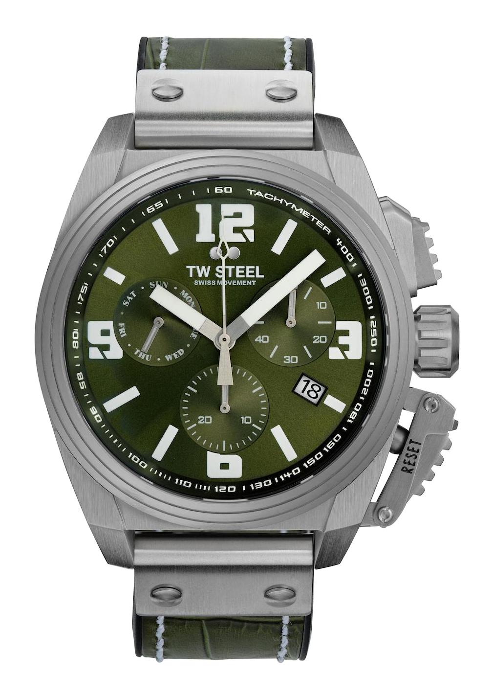Tw Steel TW-TW1116 Takvimli 46 mm Yeşil Çelik Kordon Analog Erkek Kol Saati