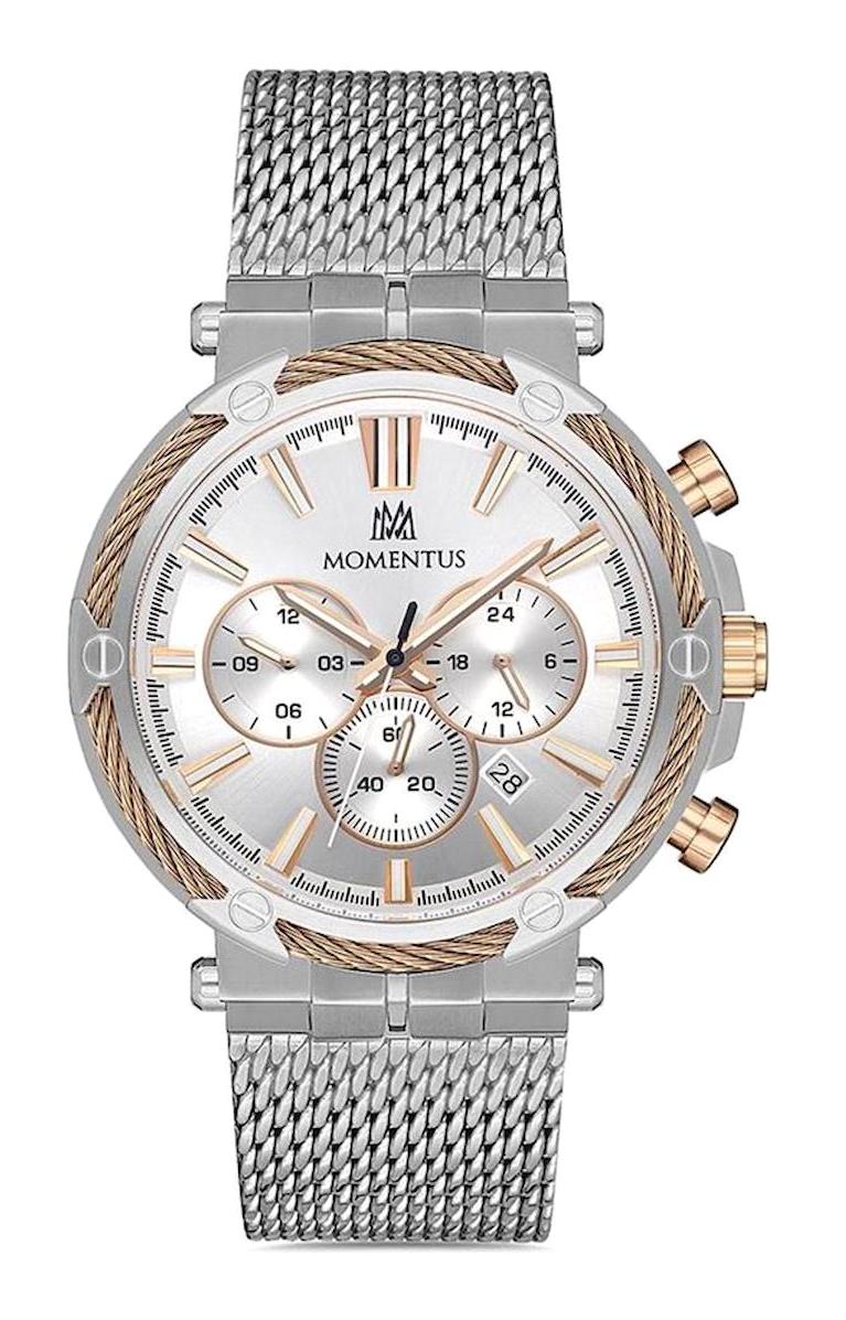 Momentus SM372T-02SR Takvimli 44 mm Çelik Kordon Analog Erkek Kol Saati