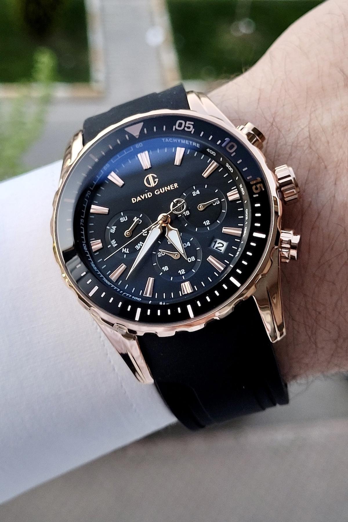 David Guner DGISTE33 Takvimli 42 mm Siyah Silikon Kordon Analog Erkek Kol Saati
