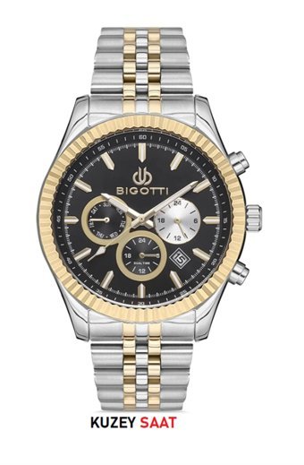 Bigotti BG.1.10210.5 Takvimli 45 mm Altın-Çelik Kordon Analog Erkek Kol Saati