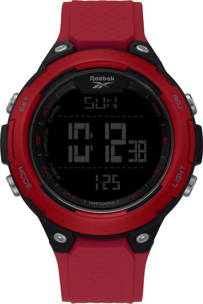 Reebok RV-THR-G9-PBPR-BR Takvimli 54 mm Kırmızı Silikon Kordon Dijital Erkek Kol Saati