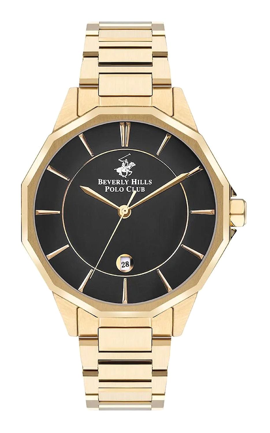 Beverly Hills Polo Club BP3375X250 Takvimli 42 mm Altın Çelik Kordon Analog Erkek Kol Saati