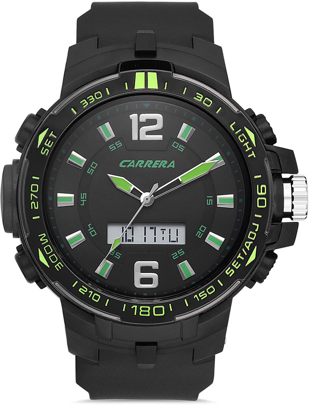Carrera CRR-M12SK73-AD01G Takvimli 55 mm Siyah Silikon Kordon Analog Kol Saati