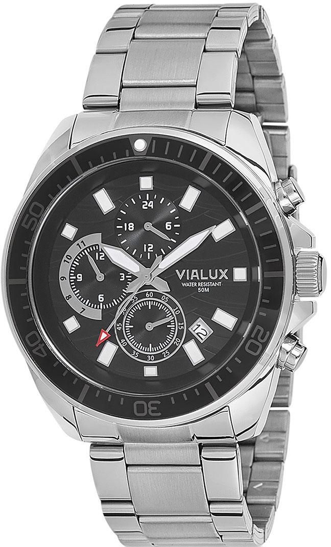 Vialux VX557T-04SS Takvimli 45 mm Çelik Kordon Analog Kol Saati