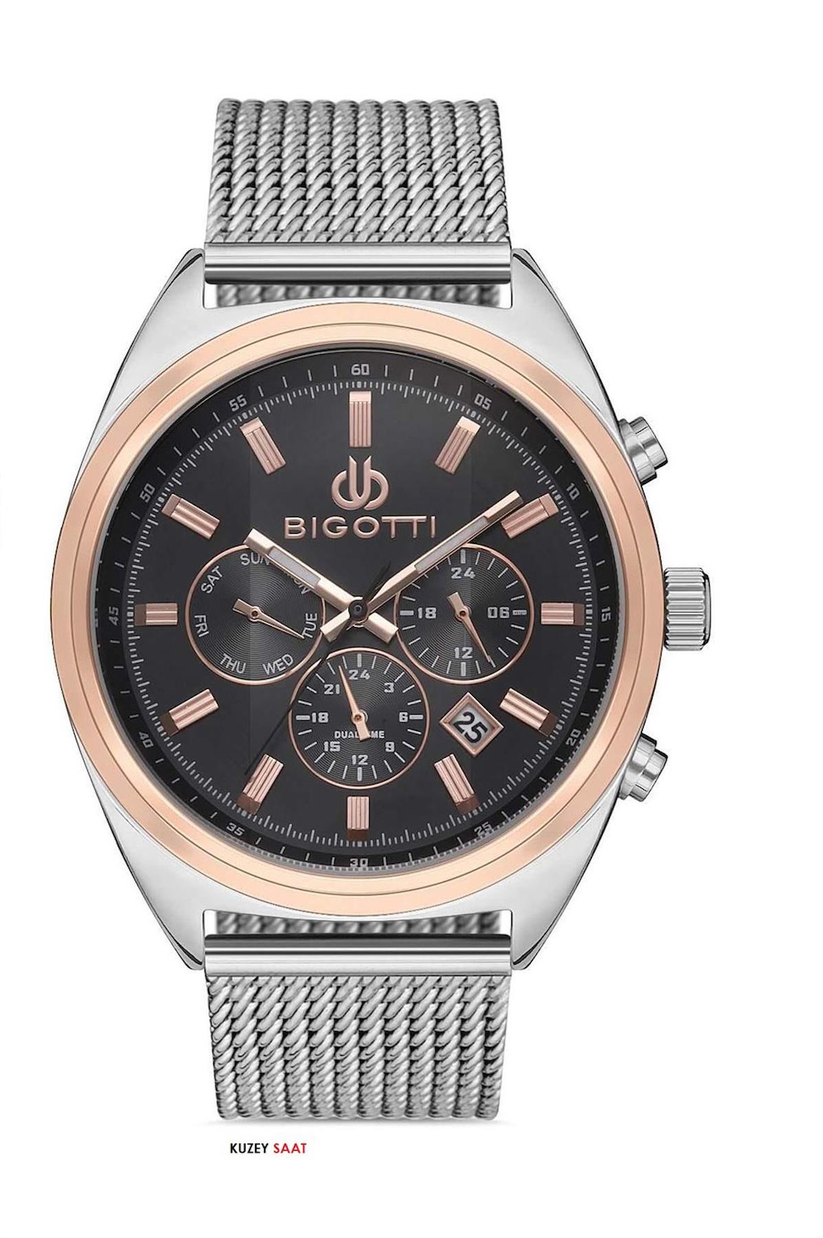 Bigotti BG.1.10226.3 Takvimli 44 mm Çelik Kordon Analog Erkek Kol Saati