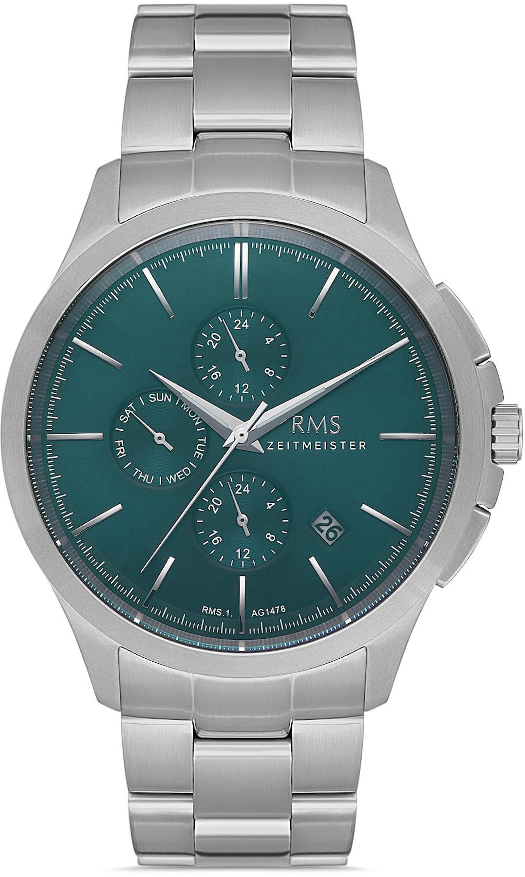 Romanson RMS.1.AG1478.05 Takvimli 44 mm Çelik Kordon Analog Kol Saati