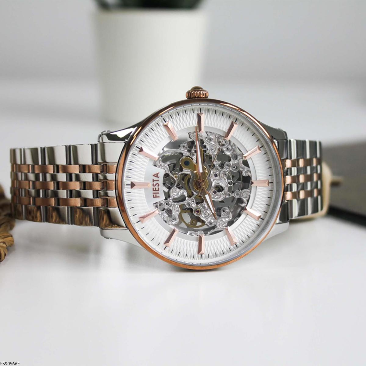 Fiesta FS90566E 45 mm Gri-Rose Gold Çelik Kordon Analog Erkek Kol Saati