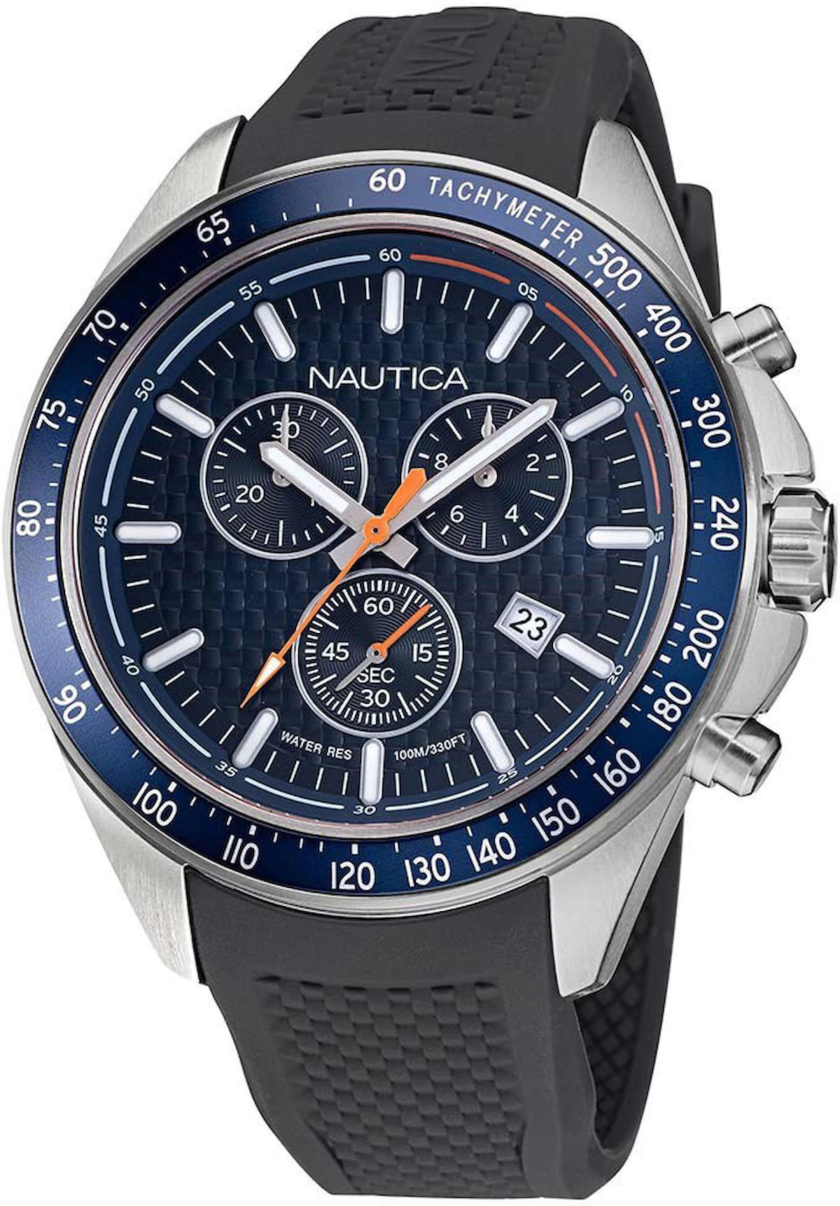 Nautica NAPOBF121 Takvimli 45 mm Siyah Silikon Kordon Analog Kol Saati