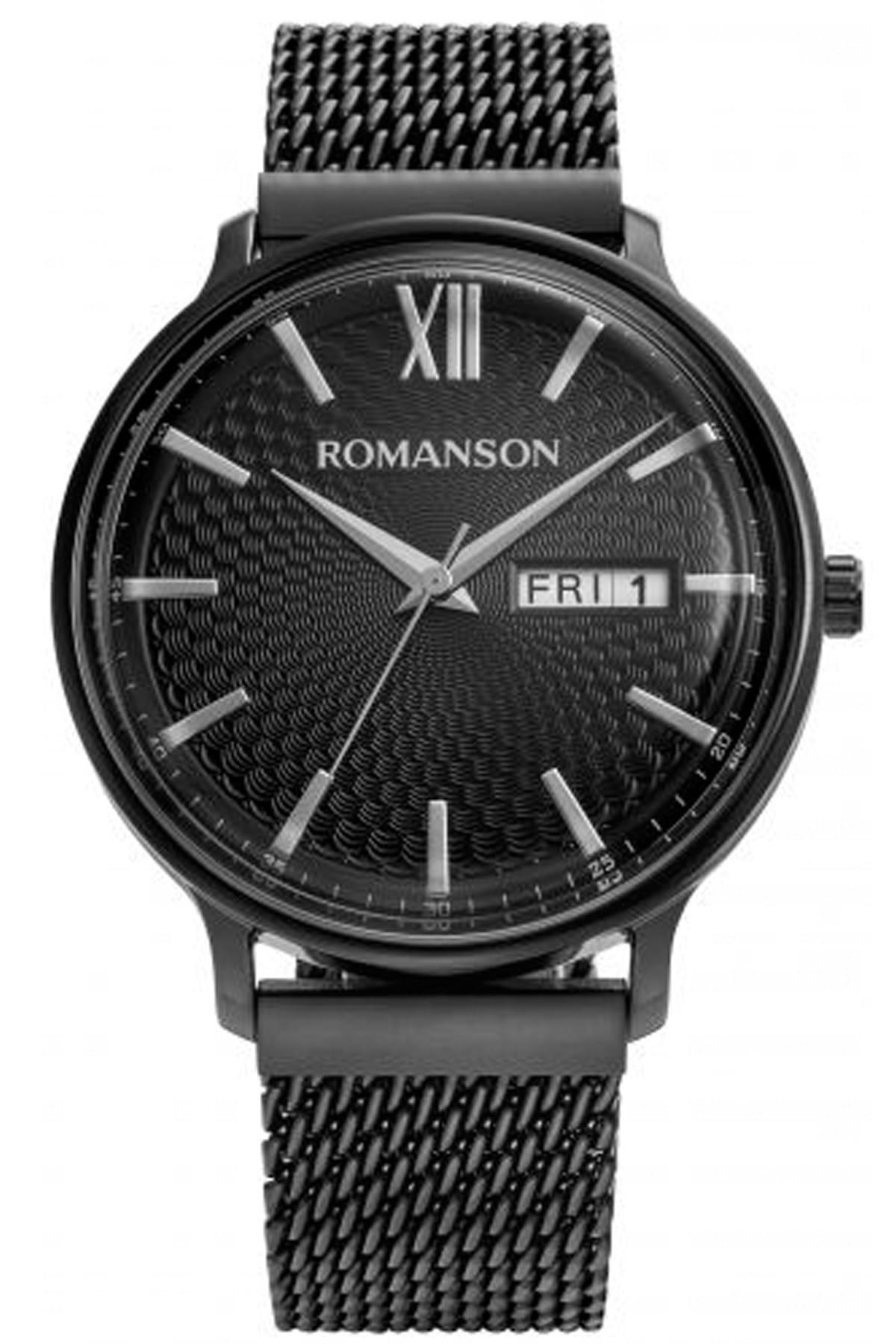 Romanson TM8A49MMBBA32W Takvimli 42 mm Siyah Deri Kordon Analog Erkek Kol Saati