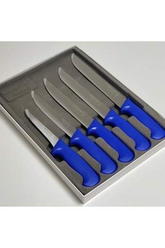 messermann germany Solingen | Bıçak Seti - (5 PARÇA / MAVİ) Solingen Servis Bıçağı Takımı
