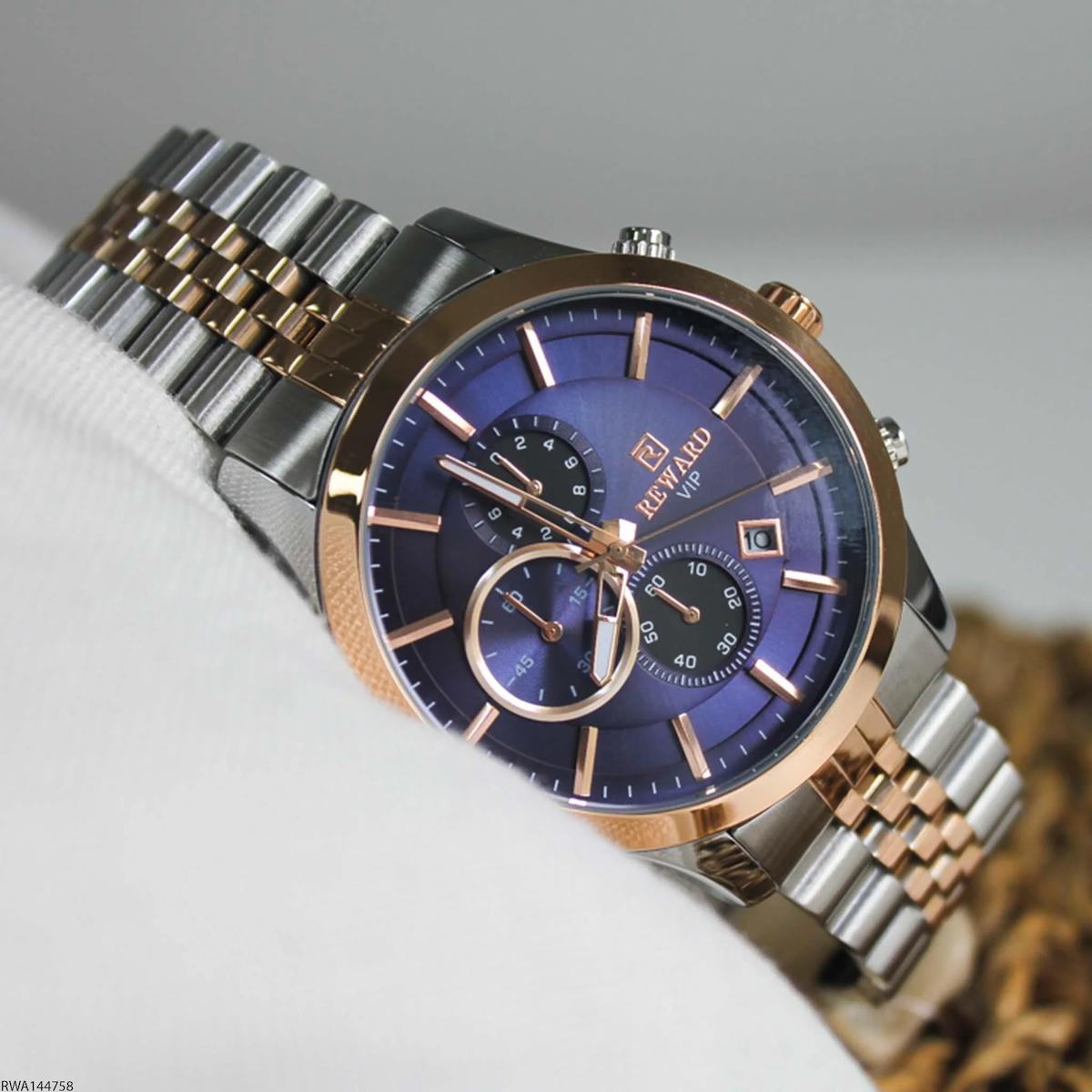 Reward RWA144758 Takvimli 45 mm Gri-Rose Gold Çelik Kordon Analog Erkek Kol Saati