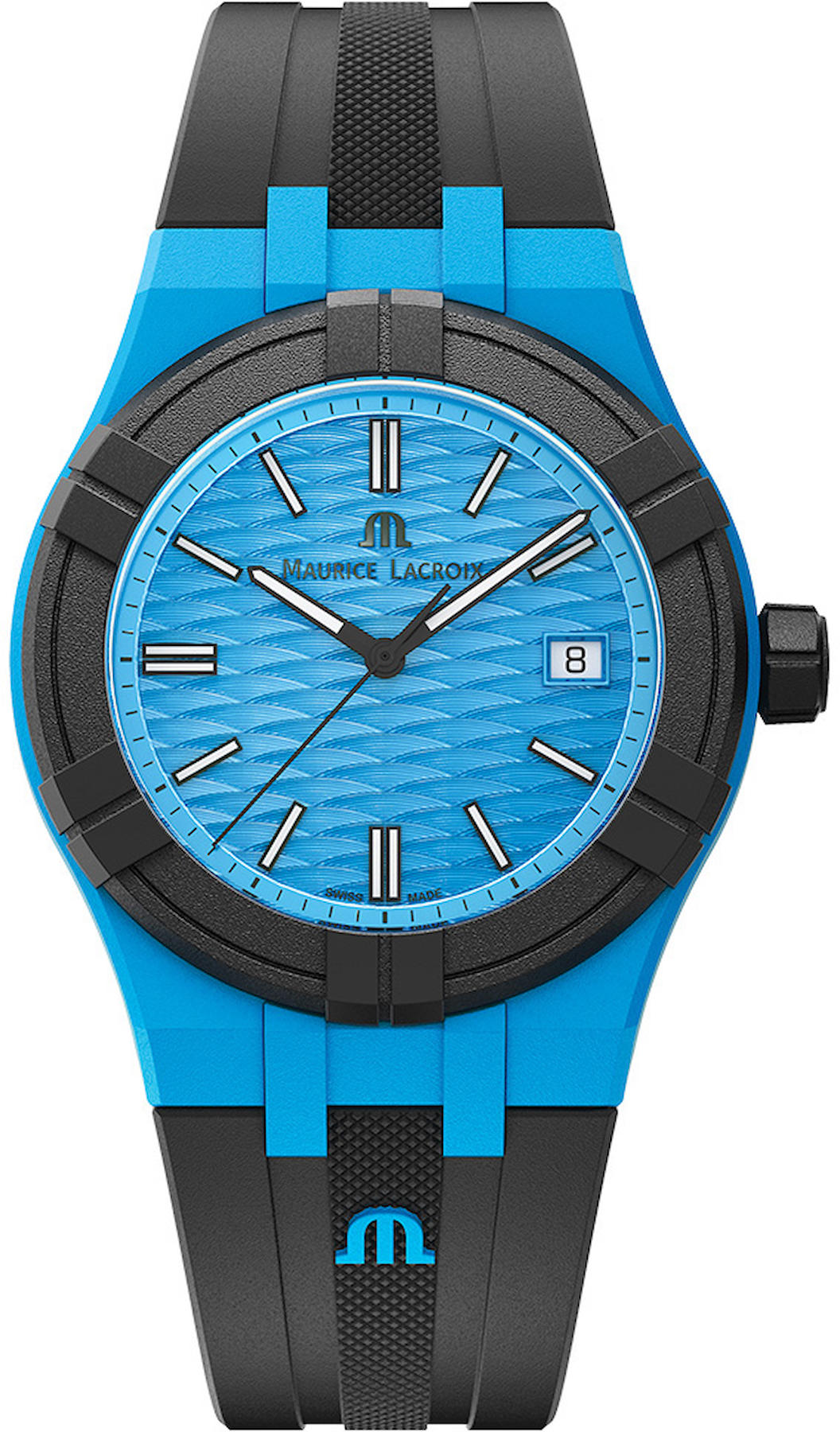 Maurice Lacroix AI2008-80080-300-0 Takvimli 40 mm Siyah Silikon Kordon Analog Kol Saati
