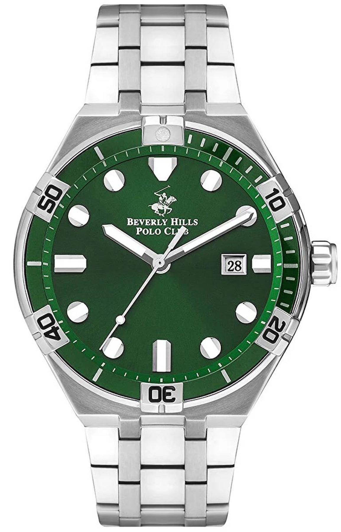 Beverly Hills Polo Club BP3404X370 Takvimli 54 mm Çelik Kordon Analog Erkek Kol Saati