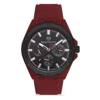 Sergio Tacchini ST.1.10196.5 Pusulalı Takvimli 45 mm Bordo Silikon Kordon Analog Erkek Kol Saati