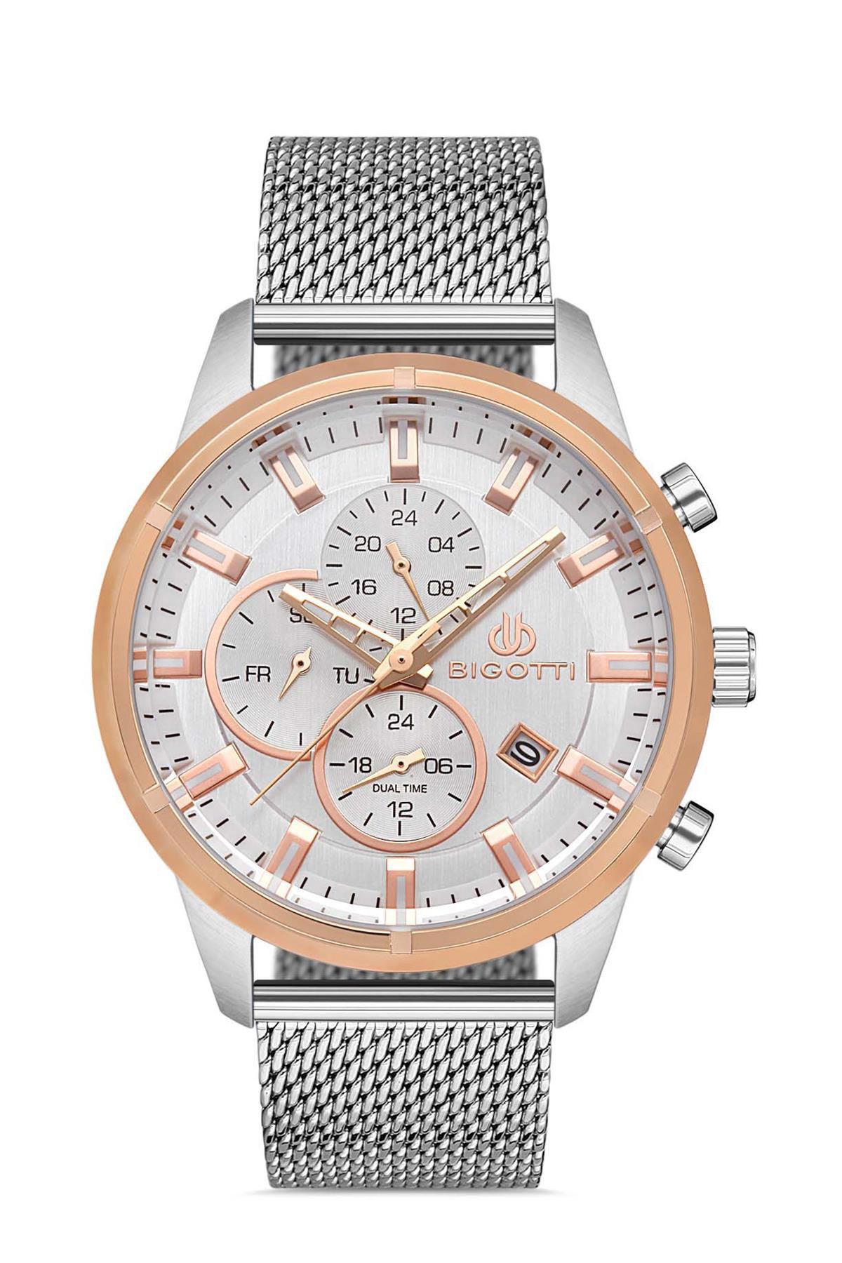 Bigotti BG.1.10355.2 Takvimli 44 mm Çelik-Hasır Kordon Analog Erkek Kol Saati