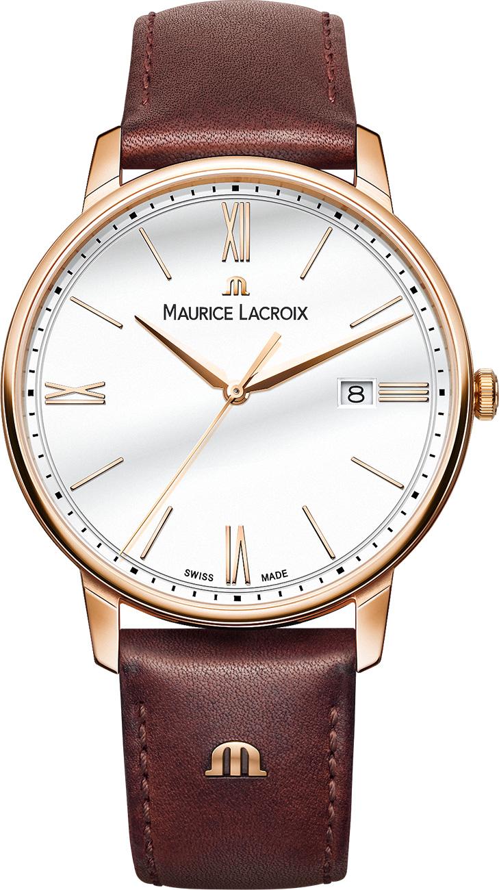 Maurice Lacroix EL1118PVP01112-1 Takvimli 40 mm Kahverengi Çelik Kordon Analog Erkek Kol Saati