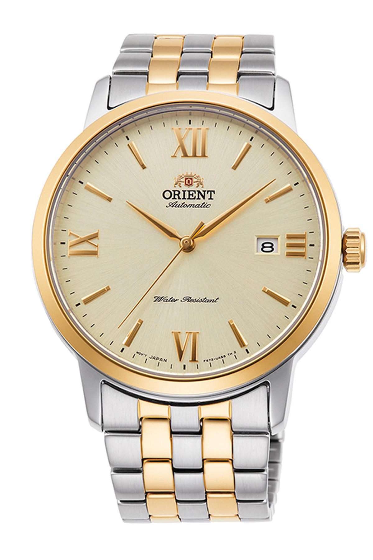 Orient RA-AC0F08G10B Takvimli 42 mm Altın-Çelik Kordon Analog Erkek Kol Saati