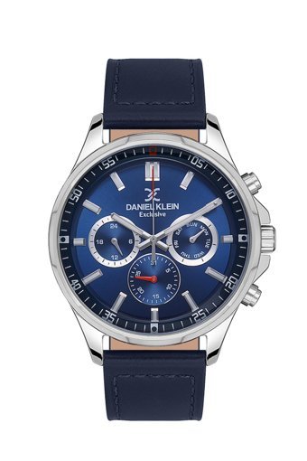 Daniel Klein DK.1.13544.3 Takvimli 45 mm Lacivert Deri Kordon Analog Erkek Kol Saati