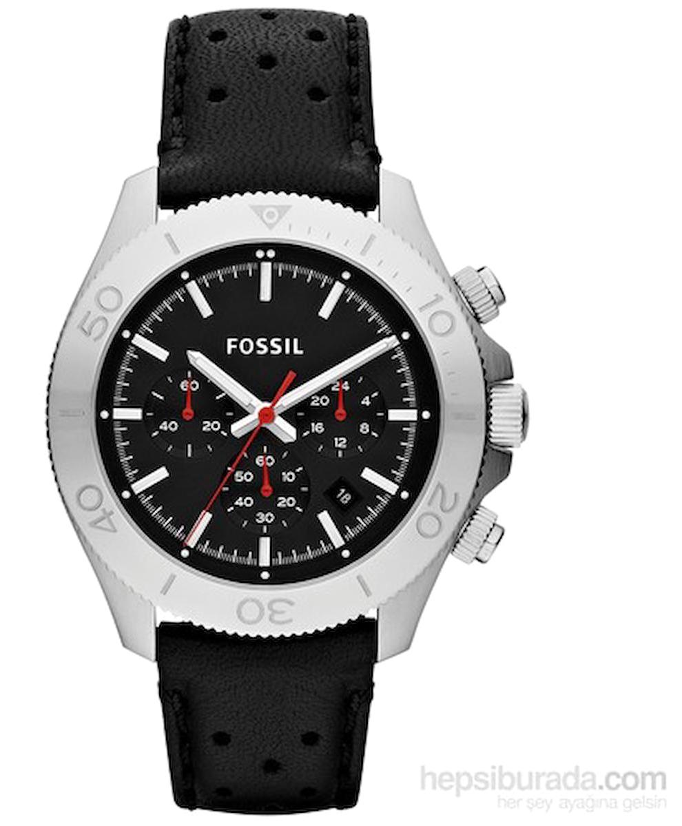 Fossil CH2859 Takvimli 45 mm Siyah Deri Kordon Analog Erkek Kol Saati