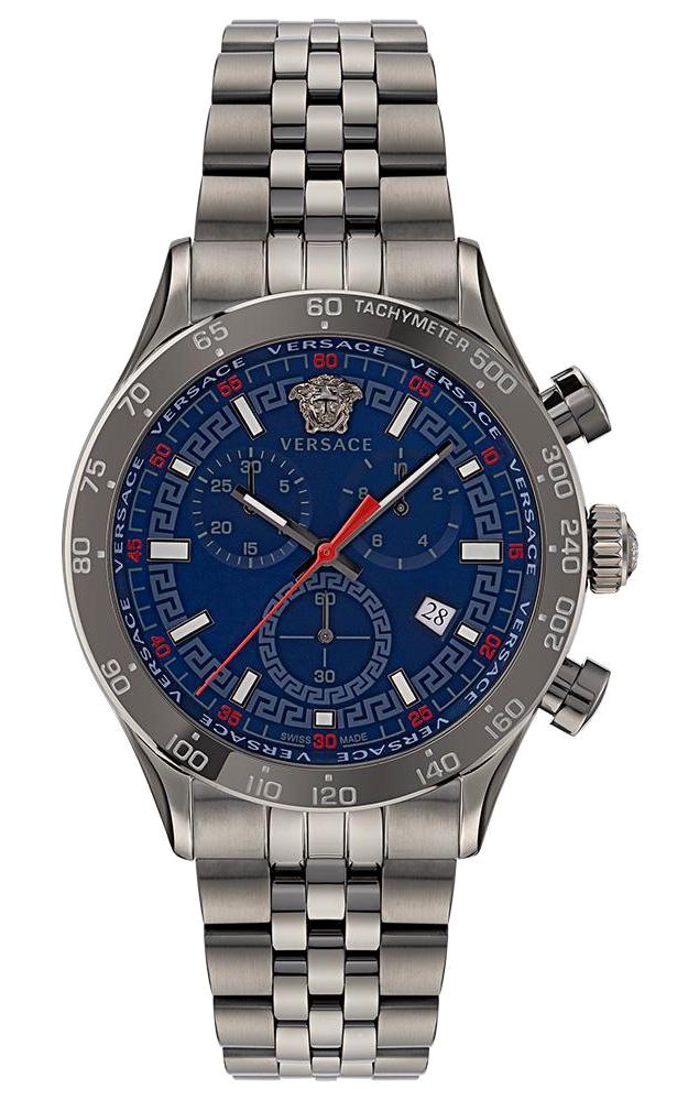 Versace VRSCVE2U00722 Takvimli 44 mm Füme Çelik Kordon Analog Erkek Kol Saati