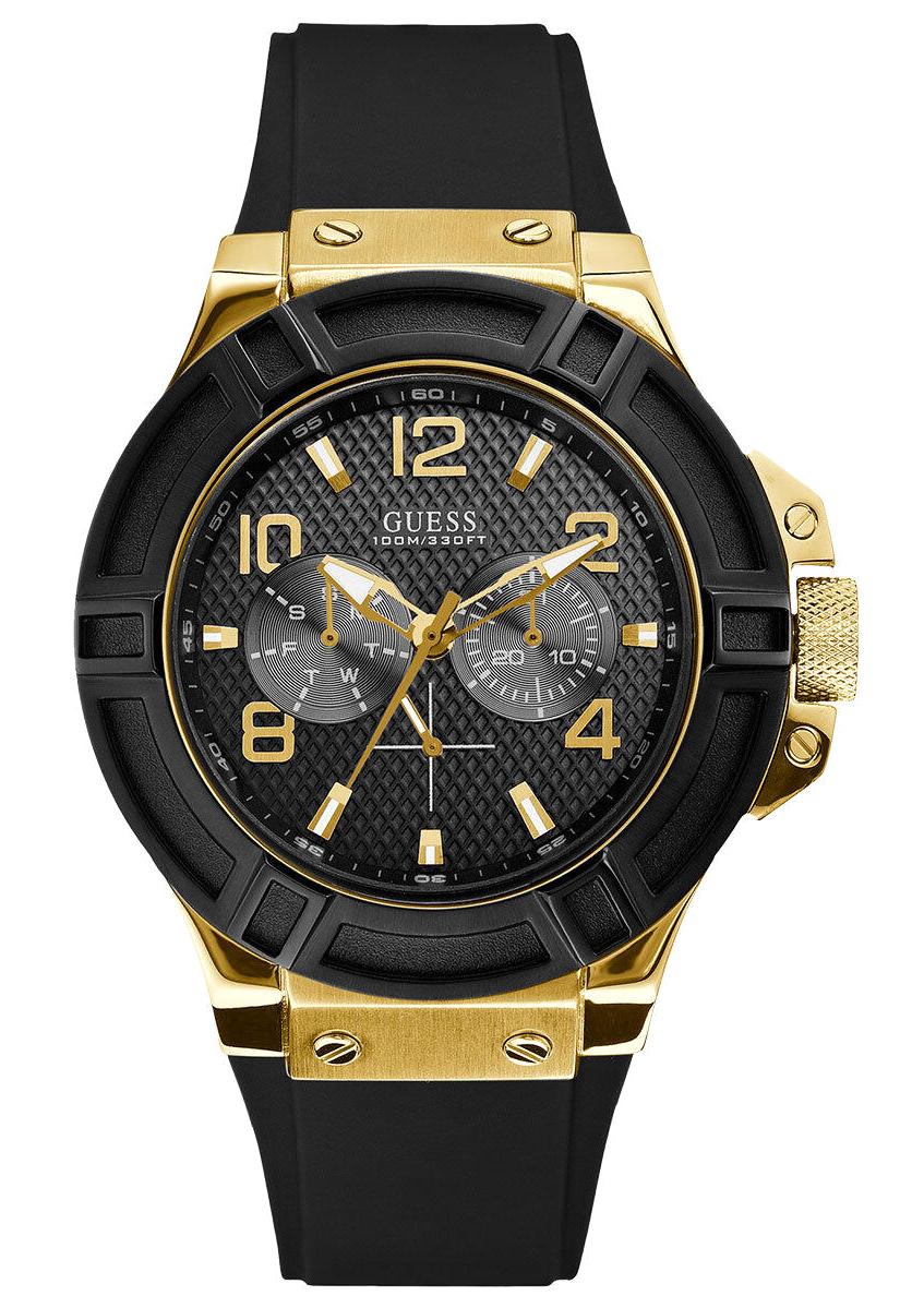 Guess GUW0247G6 Pusulalı Takvimli Siyah Silikon Kordon Analog Erkek Kol Saati