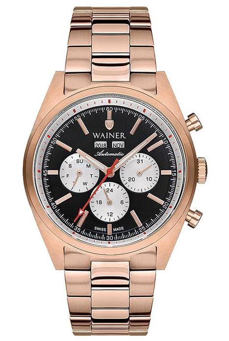 Wainer WA.25910-C Pusulalı Takvimli 43 mm Rose Gold Çelik Kordon Analog Kol Saati