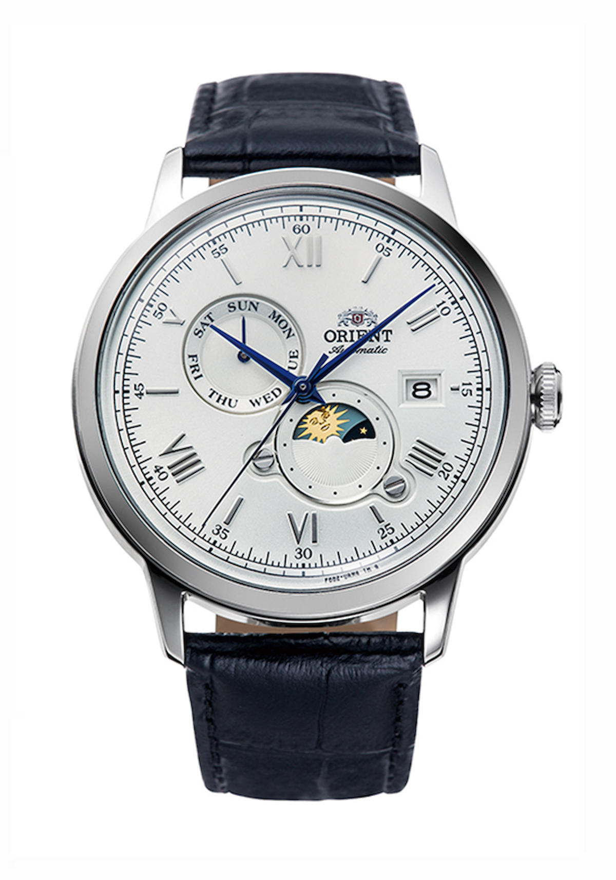 Orient RA-AK0802S10B Takvimli 42 mm Lacivert Deri Kordon Analog Erkek Kol Saati