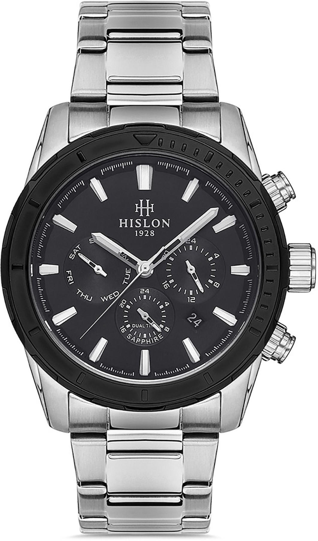 Hislon HİSLON DT133T-04SS Pusulalı Takvimli 45 mm Çelik Kordon Analog Kol Saati