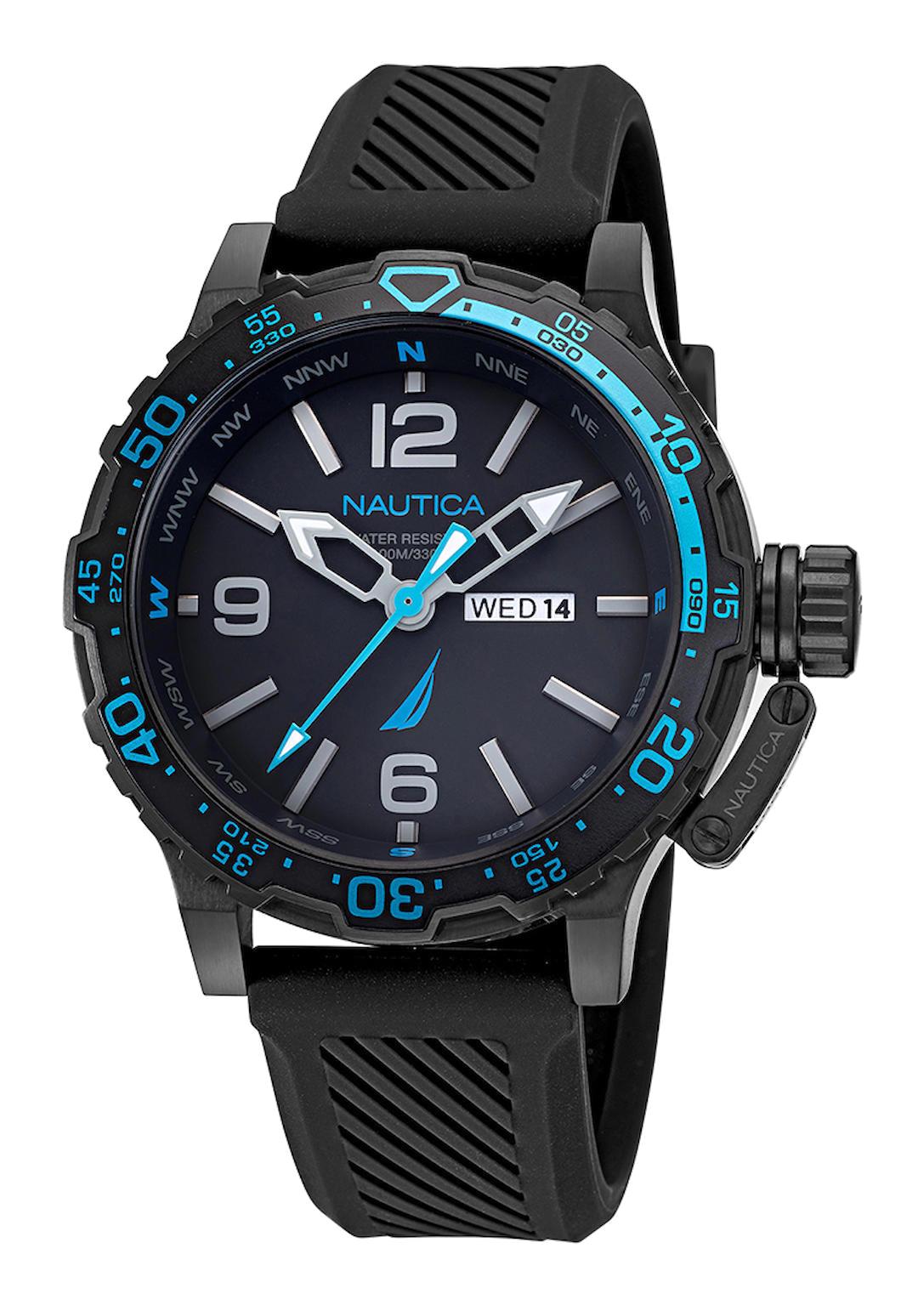 Nautica NAPGLF116 Takvimli 46 mm Siyah Silikon Kordon Analog Erkek Kol Saati