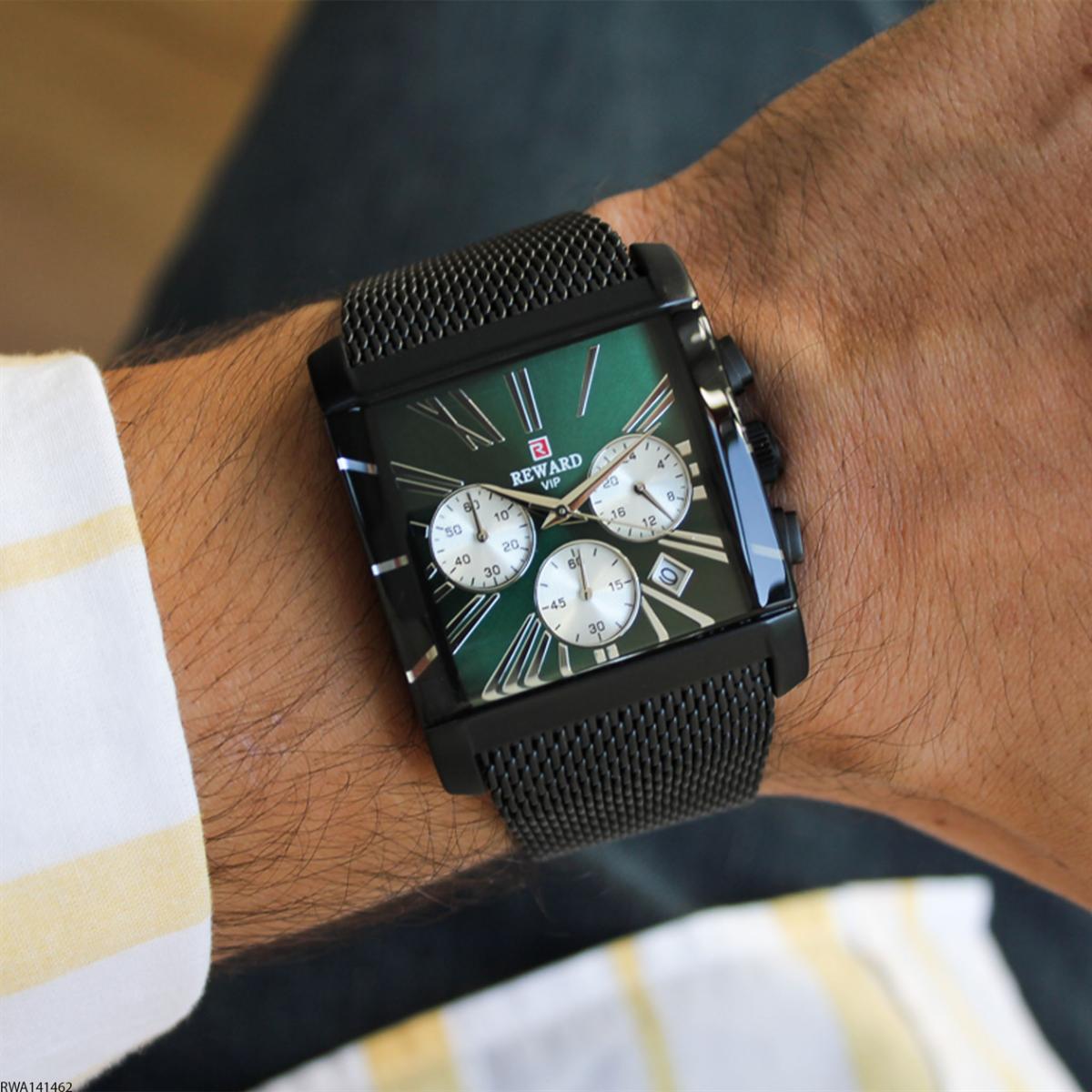 Reward RWA141462 Takvimli 37 mm Siyah Metal Kordon Analog Erkek Kol Saati