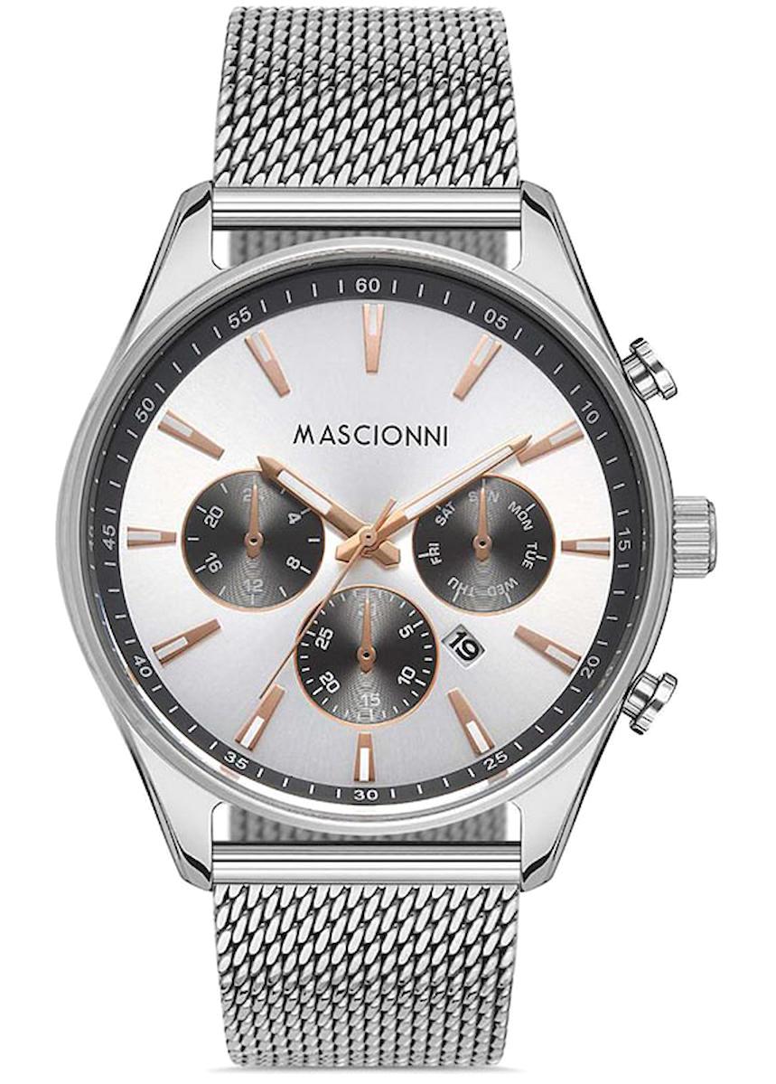 Mascionni M.1.2005M.01 Takvimli 45 mm Çelik-Hasır Kordon Analog Erkek Kol Saati