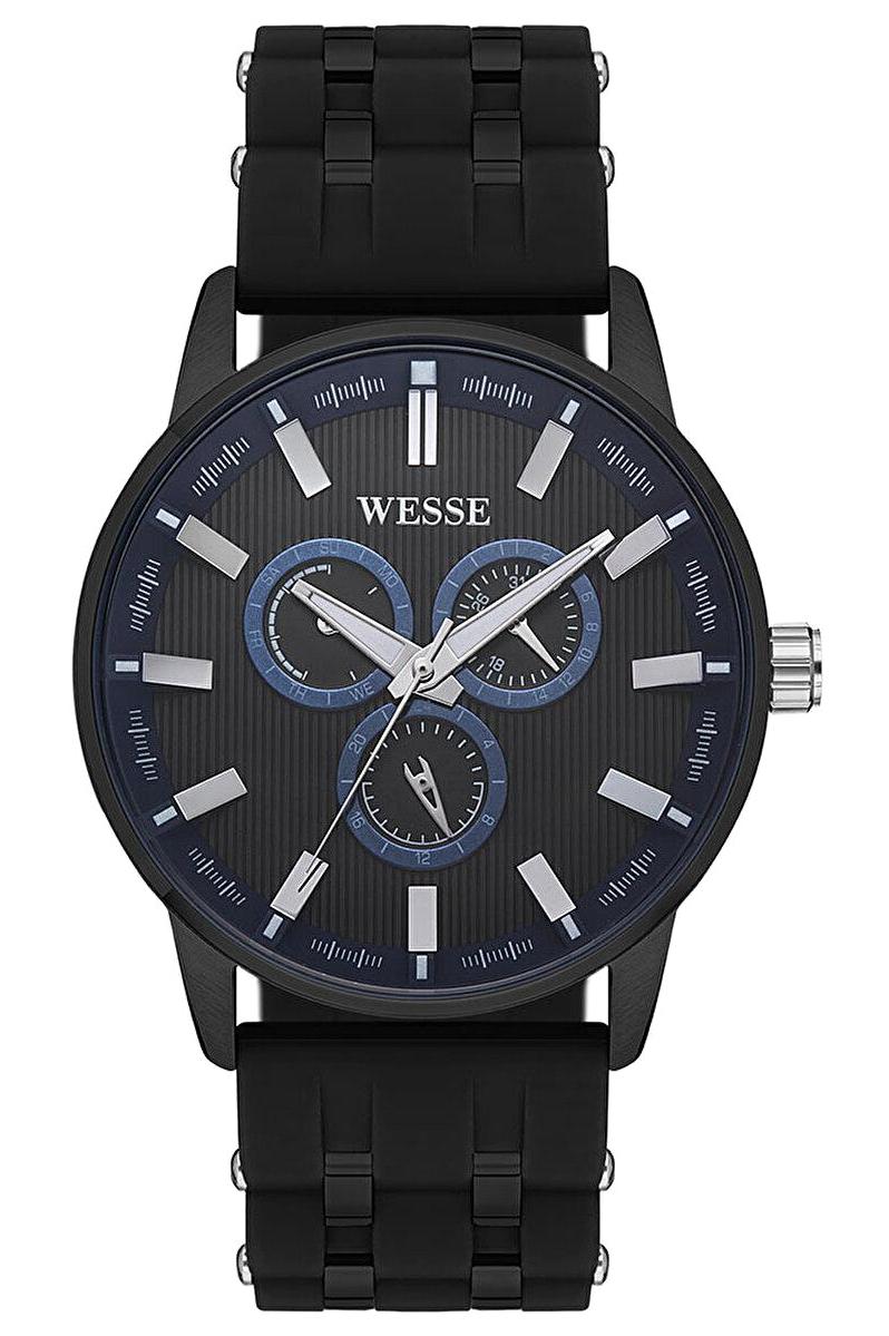 Wesse WWG206703 Pusulalı Takvimli 45 mm Siyah Silikon Kordon Analog Erkek Kol Saati