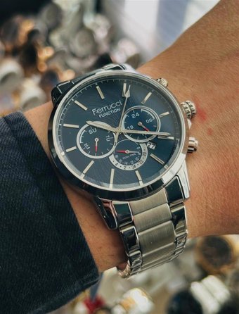 Ferrucci FCF.13406FM.03 Takvimli 43 mm Çelik Kordon Analog Erkek Kol Saati