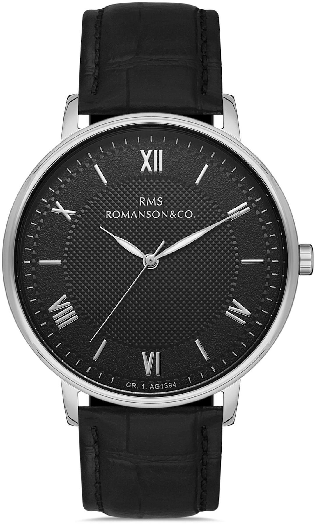 Romanson GR.1.AG1394.11 43 mm Siyah Deri Kordon Analog Kol Saati