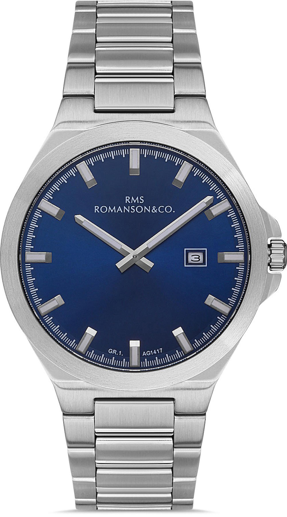 Romanson GR.1.AG1417.18 Takvimli 42 mm Çelik Kordon Analog Kol Saati