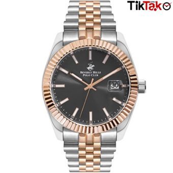Beverly Hills Polo Club BP3234X394 Takvimli 42 mm Gri-Rose Gold Çelik Kordon Analog Erkek Kol Saati