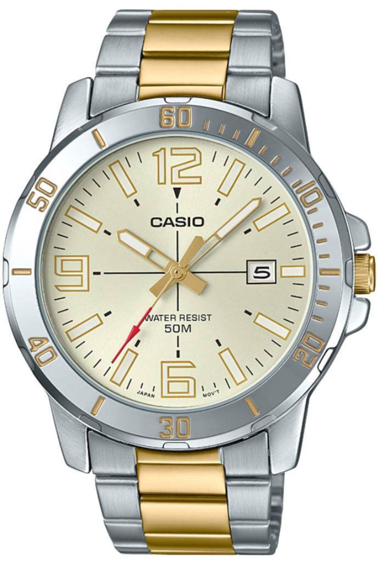 Casio MTP-VD01SG-9BVUDF Takvimli 43 mm Altın-Çelik Kordon Analog Erkek Kol Saati