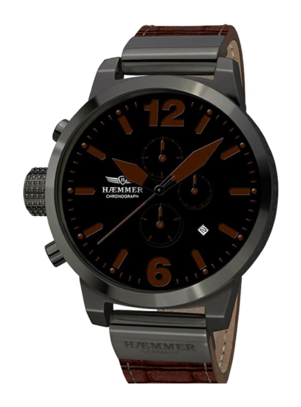 Haemmer HC-51 Takvimli Kahverengi Deri Kordon Analog Erkek Kol Saati