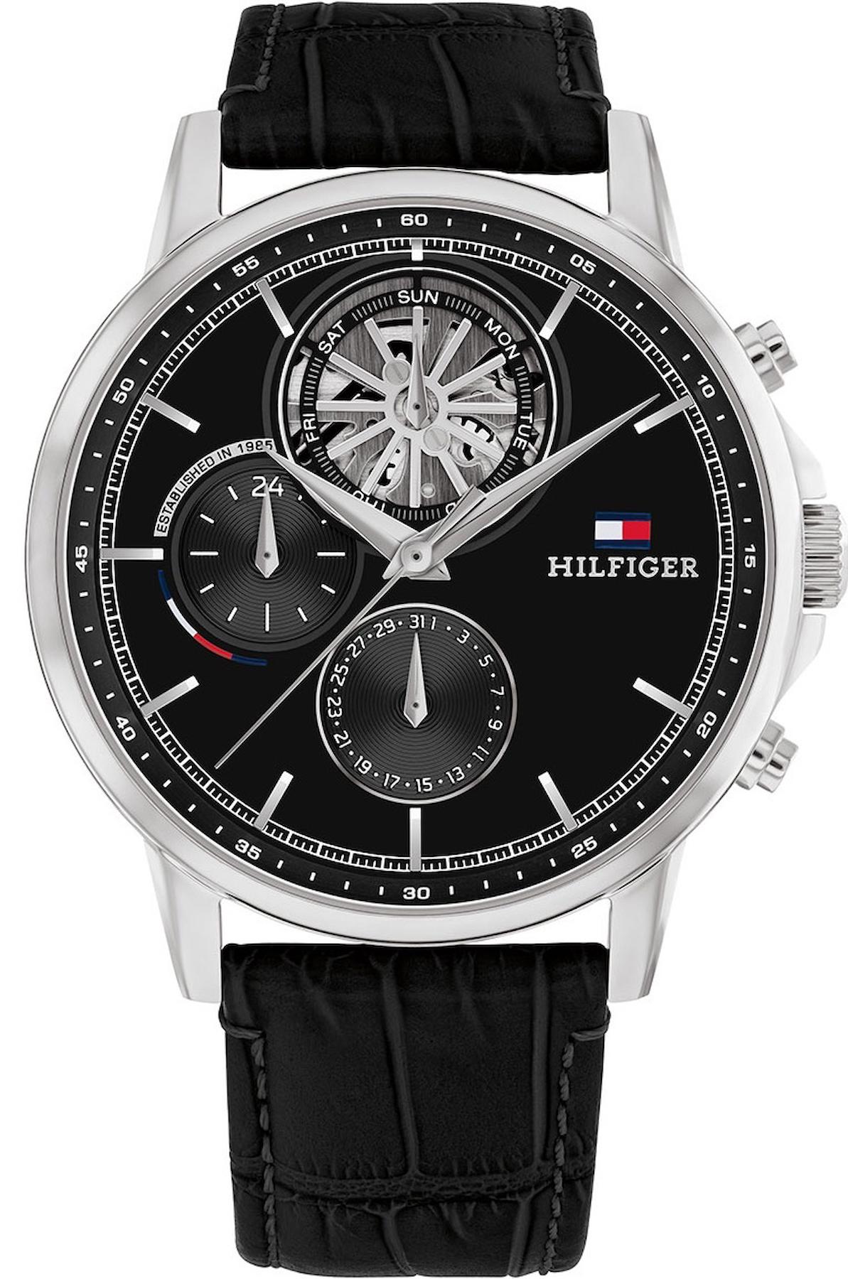 Tommy Hilfiger TH1710605 Takvimli 44 mm Siyah Silikon Kordon Analog Erkek Kol Saati