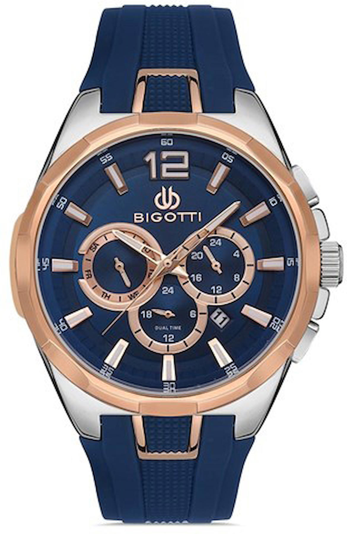 Bigotti BG.1.10322.2 Takvimli 45 mm Lacivert Silikon Kordon Analog Kol Saati
