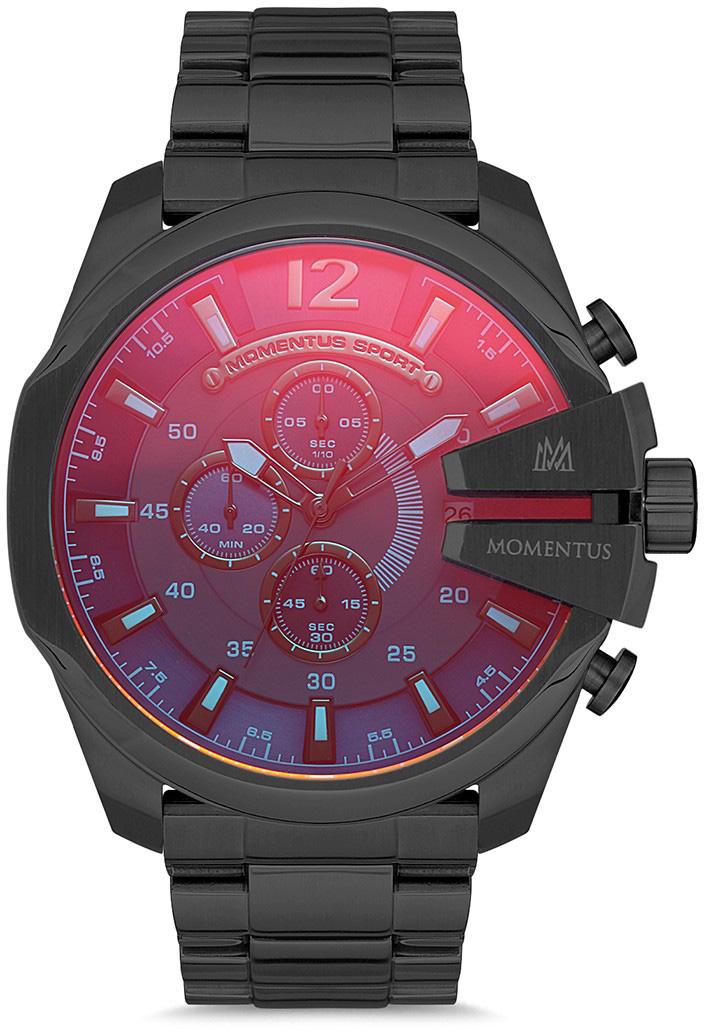 Momentus SM345N-11SX Takvimli 44 mm Siyah Çelik Kordon Analog Kol Saati