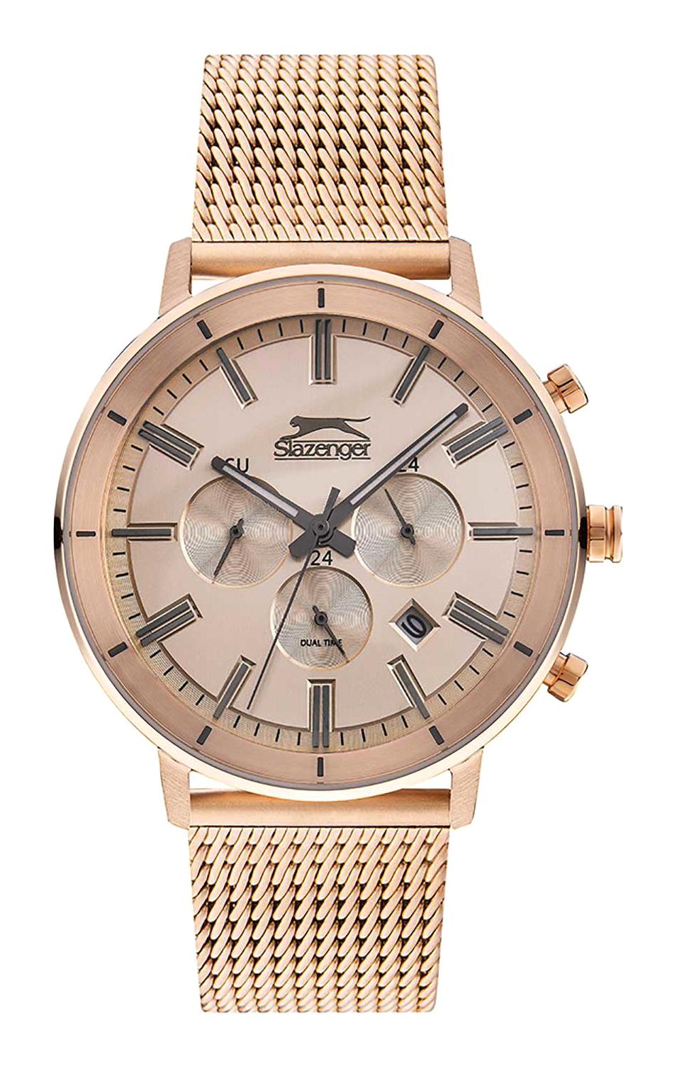 Slazenger SL.09.1811.2.03 Takvimli 45 mm Altın Çelik Kordon Analog Erkek Kol Saati