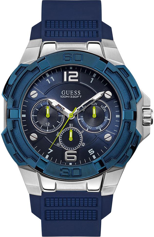 Guess GUW1254G1 Pusulalı Takvimli Lacivert Silikon Kordon Analog Erkek Kol Saati