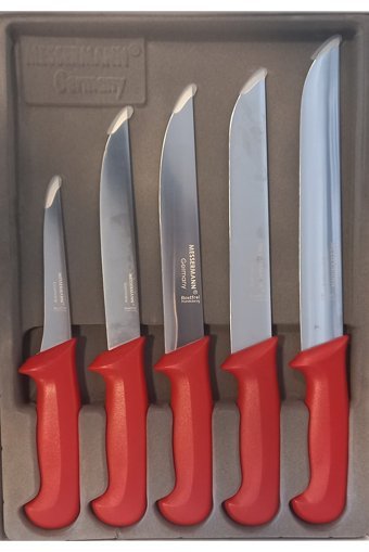 messermann germany Solingen | Bıçak Seti - (5 PARÇA / KIRMIZI) Solingen Servis Bıçağı Takımı