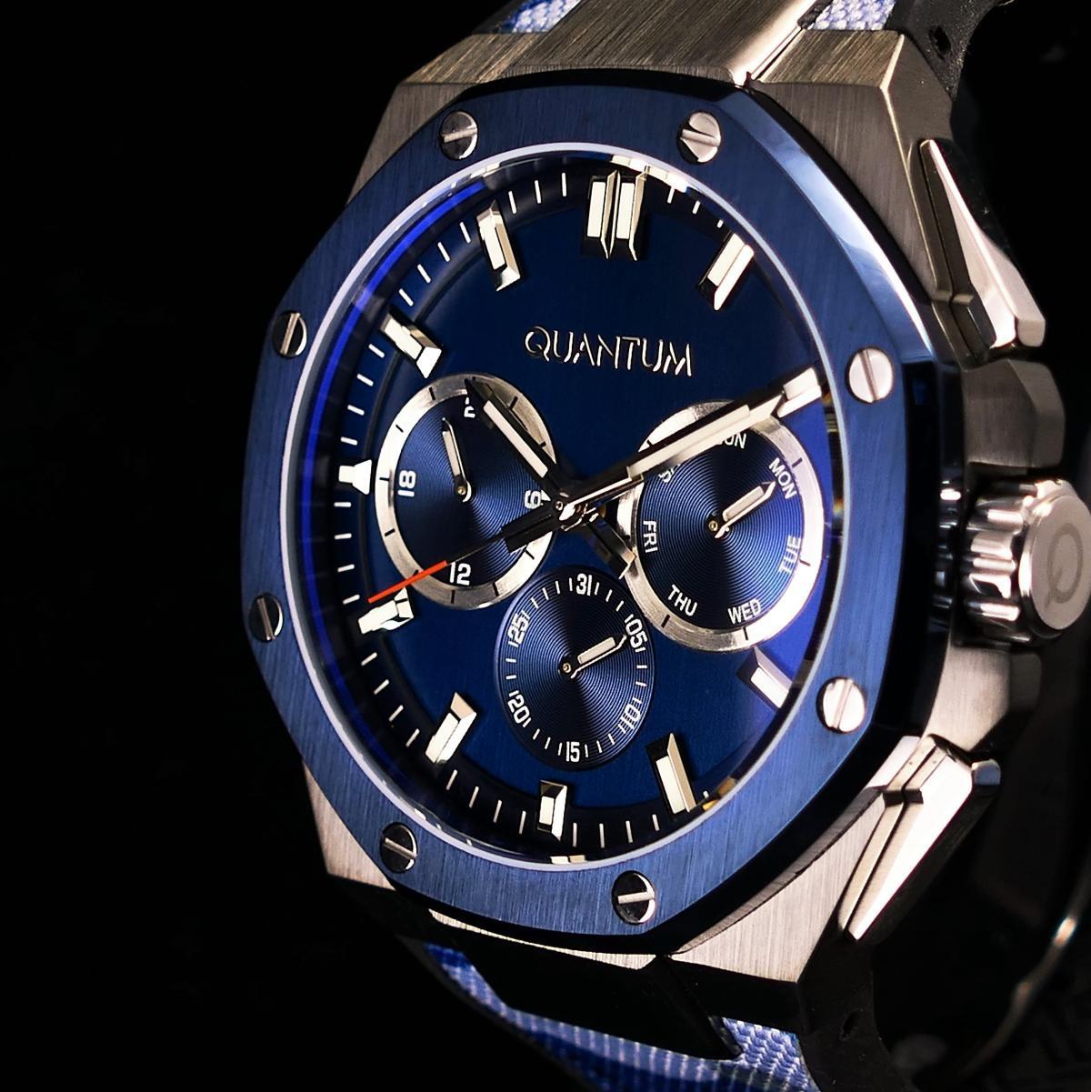 Quantum HNG921.099 Takvimli 45 mm Gri Kanvas Kordon Analog Kol Saati