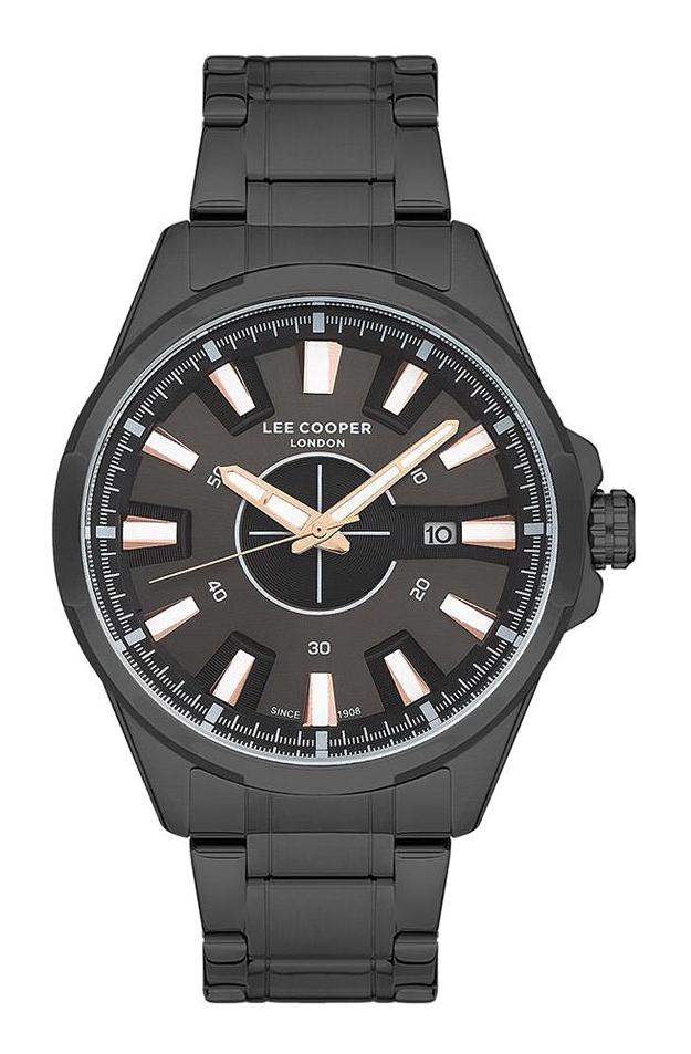 Lee Cooper LC07178.060 Takvimli 45 mm Siyah Çelik Kordon Analog Erkek Kol Saati