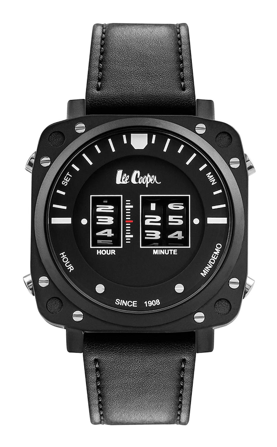 Lee Cooper LC07002.651 Takvimli Siyah Deri Kordon Analog Erkek Kol Saati