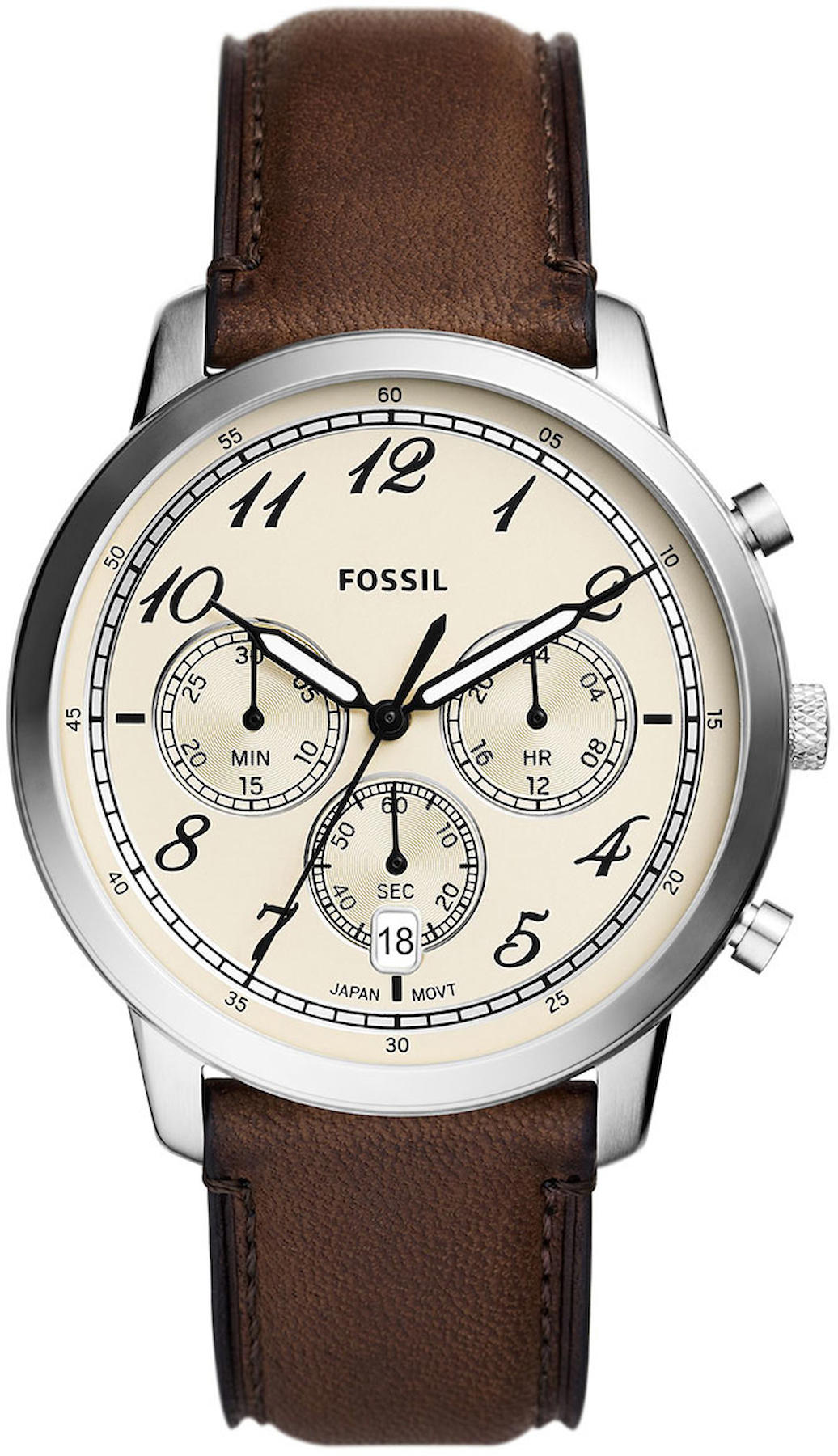 Fossil FFS6022 Takvimli 44 mm Kahverengi Deri Kordon Analog Erkek Kol Saati